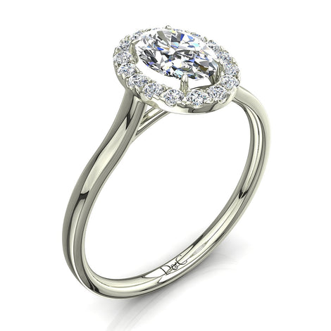 Bague de fiançailles diamant ovale 0.90 carat or blanc Capri