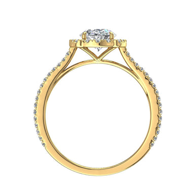 Anello solitario Alida con diamante ovale e diamante tondo da 0.90 carati