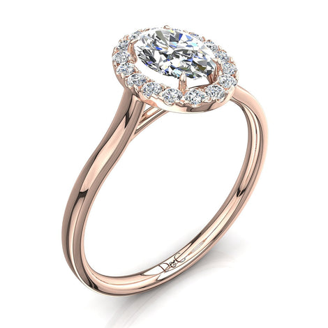 Solitaire diamant ovale 0.90 carat or rose Capri