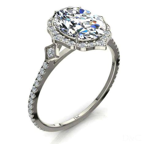 Anna Anello di fidanzamento con diamante ovale in oro bianco 1.00 carati