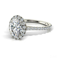 Anello di fidanzamento con diamante ovale in oro bianco 1.00 carati Camogli