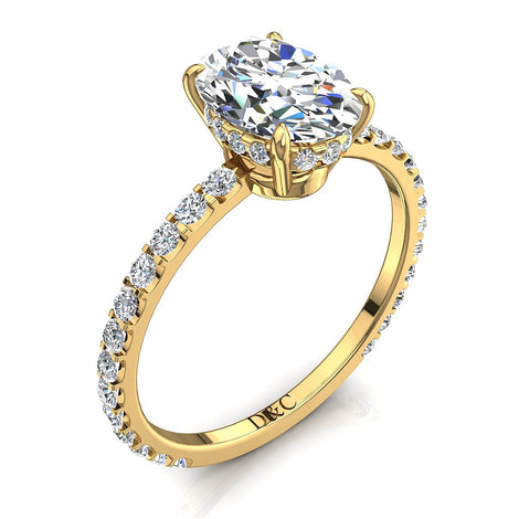 Anello di fidanzamento con diamante ovale in oro giallo 1.10 carati di San Valentino