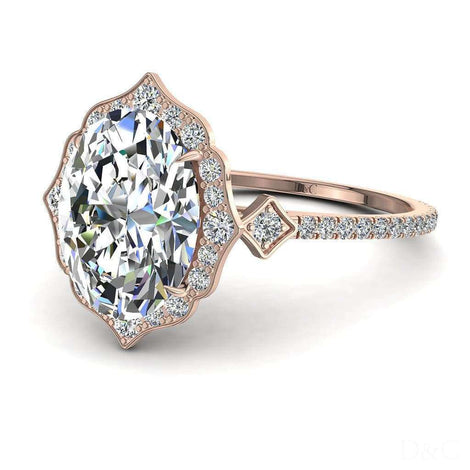 Bague de fiançailles diamant ovale 1.40 carat or rose Anna