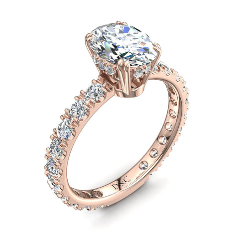 Bague de fiançailles diamant ovale 1.50 carat or rose Valentina