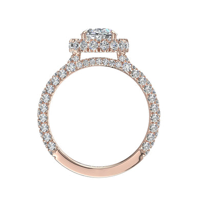 Anello solitario Viviane con diamante ovale e diamanti rotondi da 1.50 carati