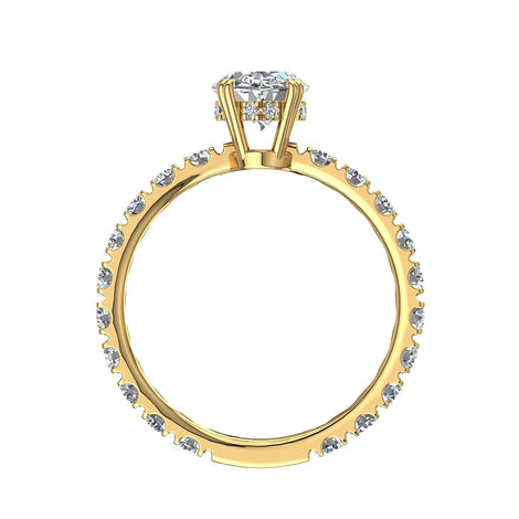 Bague de fiançailles diamant ovale 1.70 carat or jaune Valentina