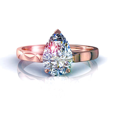 Solitario diamante a pera 0.30 carati Capucine I / SI / Oro rosa 18 carati