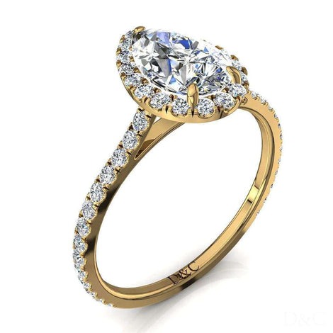 Anello di fidanzamento con diamante a pera in oro giallo 0.90 carati Camogli