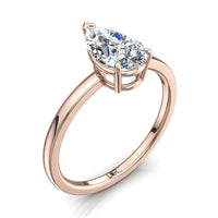 Bella anello in oro rosa 1.20 carati con diamante a pera
