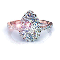 Anello di fidanzamento con diamante a pera in oro rosa 1.30 carati Camogli