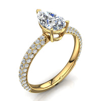 Bague de fiançailles diamant poire 1.70 carat or jaune Paola