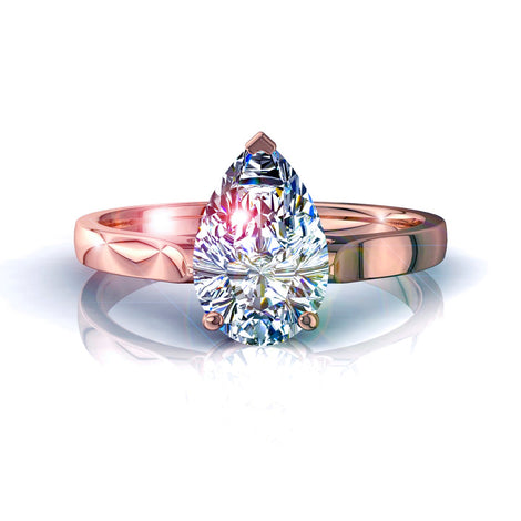 Anello di fidanzamento Capucine in oro rosa 1.70 carati con diamante a pera