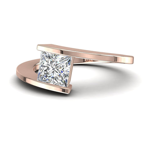 Anello di fidanzamento Arabella in oro rosa 0.50 carati con diamante principessa