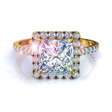 Bague de fiançailles diamant princesse 1.70 carat or jaune Camogli