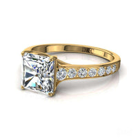 Cindirella Anello di fidanzamento con diamante radiante in oro giallo 0.80 carati
