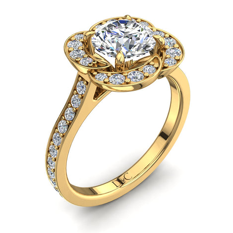 Anello Vittoria con diamante tondo rotondo in oro giallo 0.90 carati
