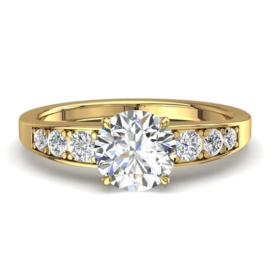 Bague de fiançailles diamant rond 0.50 carat Nina I / SI / Or Jaune 18 carats