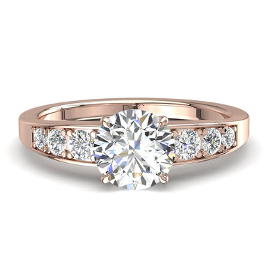 Nina I / SI Anello di fidanzamento con diamante tondo da 0.50 carati / oro rosa 18 carati