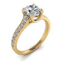 Cindirella Anello di fidanzamento con diamante tondo da 0.60 carati in oro giallo