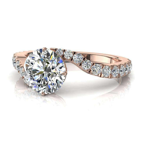 Bague de fiançailles diamant rond 0.70 carat or rose Adriana