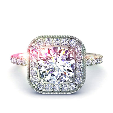 Anello di fidanzamento con diamante tondo 0.80 carati Sestri I / SI / Oro bianco 18 carati