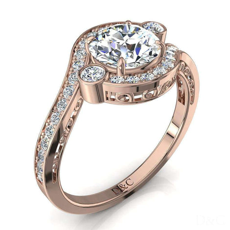 Anello di fidanzamento Ventimiglia in oro rosa 0.80 carati con diamante tondo