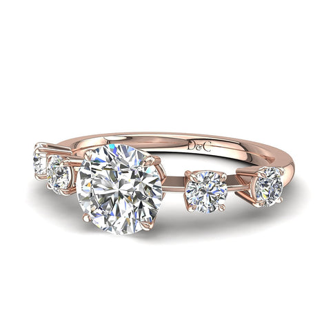 Bague de fiançailles diamant rond 0.84 carat or rose Serena