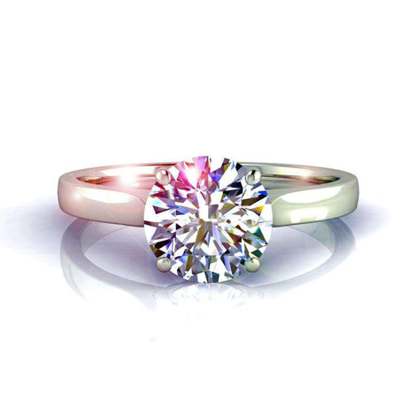 Capucine anello di fidanzamento con diamante tondo da 0.90 carati in oro bianco