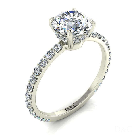 Anello di fidanzamento con diamante rotondo in oro bianco da 0.90 carati di San Valentino