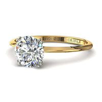 Anello di fidanzamento con diamante tondo 0.90 carati oro giallo 1954