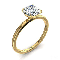 Bague de fiançailles diamant rond 0.90 carat or jaune Bella