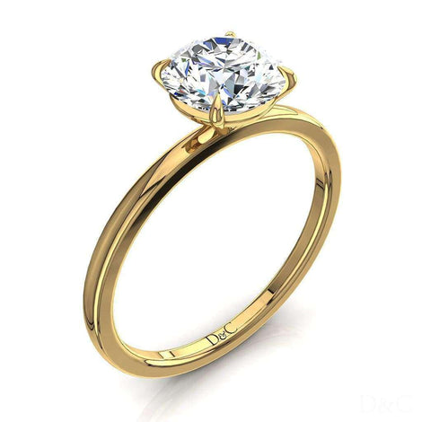 Bella anello di fidanzamento con diamante tondo da 0.90 carati in oro giallo