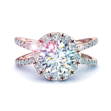 Anello con diamante rotondo 0.95 carati Isabelle I / SI / Oro rosa 18 carati