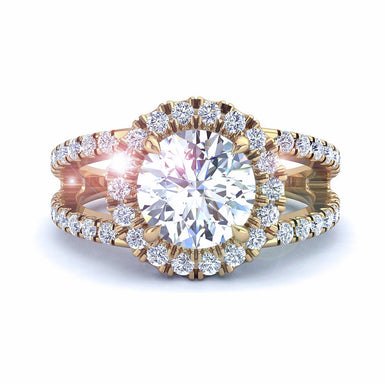 Anello di fidanzamento con diamante tondo da 1.00 carati Imperia I / SI / Oro giallo 18 carati