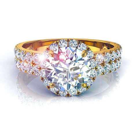 Bague diamant rond 1.00 carat or jaune Portofino