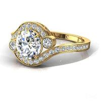 Bague de fiançailles diamant rond 1.00 carat or jaune Ventimiglia
