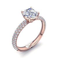 Bague de fiançailles diamant rond 1.00 carat or rose Paola