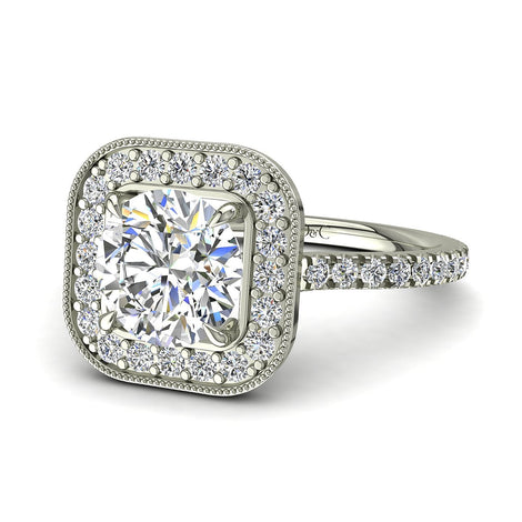 Anello di fidanzamento con diamante tondo 1.10 carati oro bianco Sestri