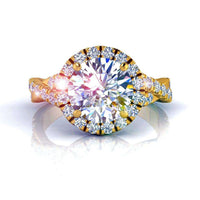 Bague de fiançailles diamant rond 1.10 carat or jaune Ameglia