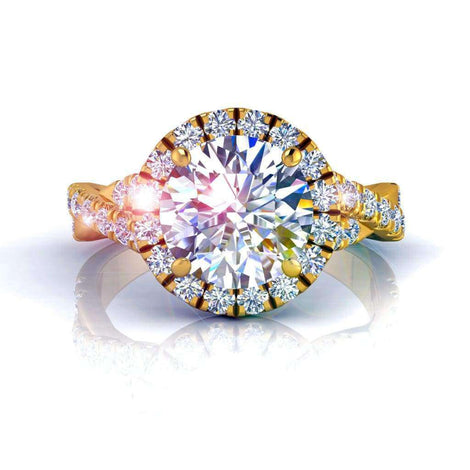 Bague de fiançailles diamant rond 1.10 carat or jaune Ameglia