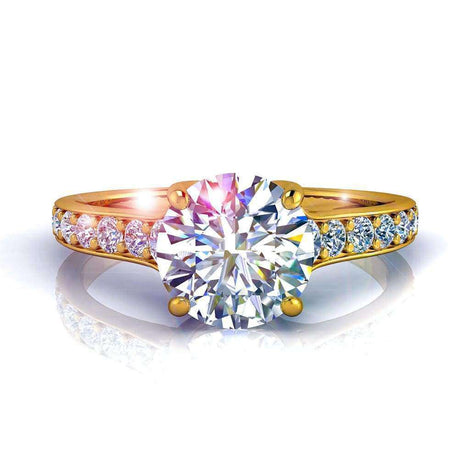 Cindirella Anello di fidanzamento con diamante tondo da 1.10 carati in oro giallo