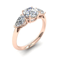 Bague de fiançailles diamant rond 1.10 carat or rose Renata