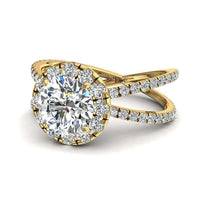 Anello Isabelle con diamanti tondi in oro giallo 1.15 carati