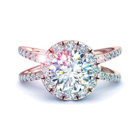 Bague de fiançailles diamant rond 1.15 carat or rose Isabelle