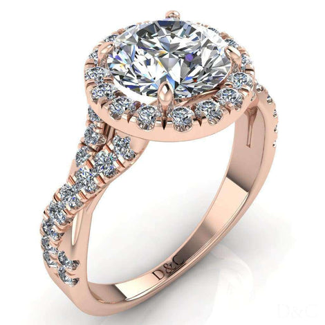 Anello di fidanzamento Ameglia con diamante tondo da 1.20 carati in oro rosa