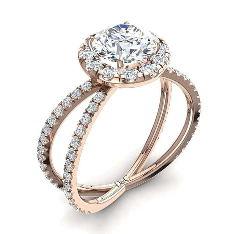 Anello di fidanzamento Isabelle in oro rosa 1.25 carati con diamante tondo