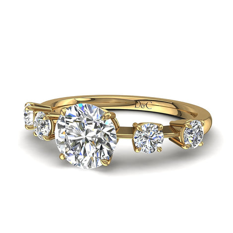 Bague diamant rond 1.26 carat or jaune Serena