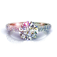 Bague de fiançailles diamant rond 1.40 carat or blanc Rebecca