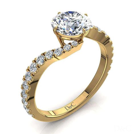 Bague de fiançailles diamant rond 1.40 carat or jaune Adriana