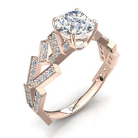 Bague de fiançailles diamant rond 1.42 carat or rose Gina